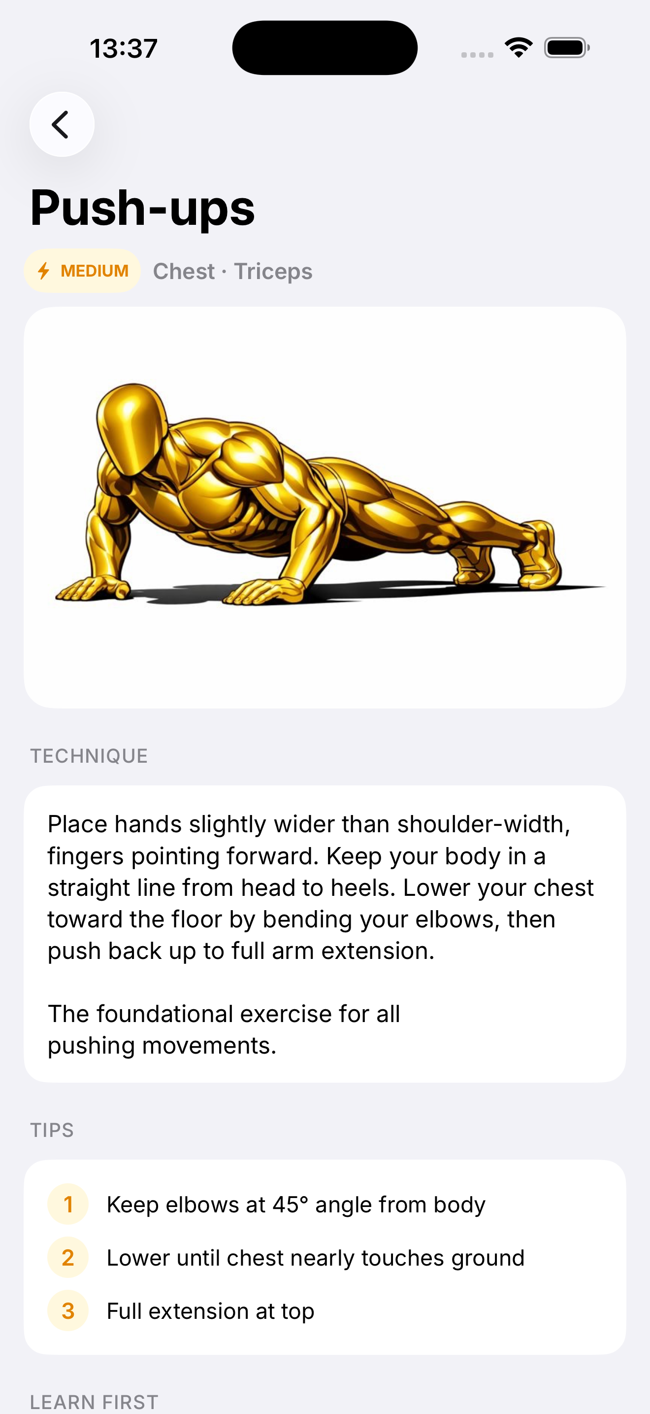 Caliscool App - Exercise Detail